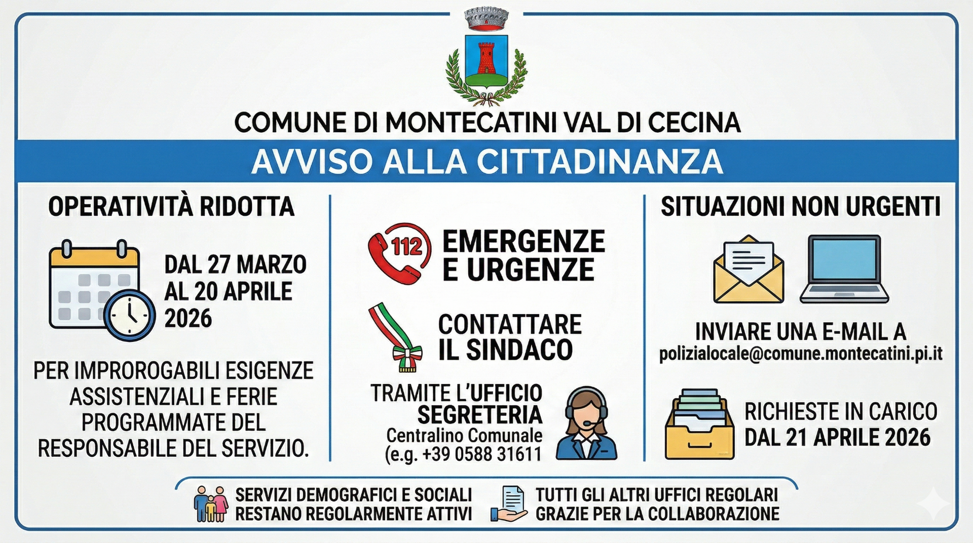 Ufficio Polizia Locale attività ridotta